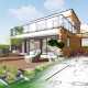 3d,Rendering,Of,A,Modern,House,Under,Construction