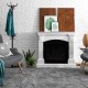 Dark Fireplace with White Brick Wall